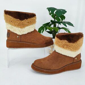 London Fog Women’s Brown Suede Faux Fur Boot Size 8M